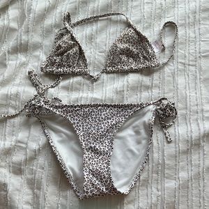 cheetah crisscross bikini set